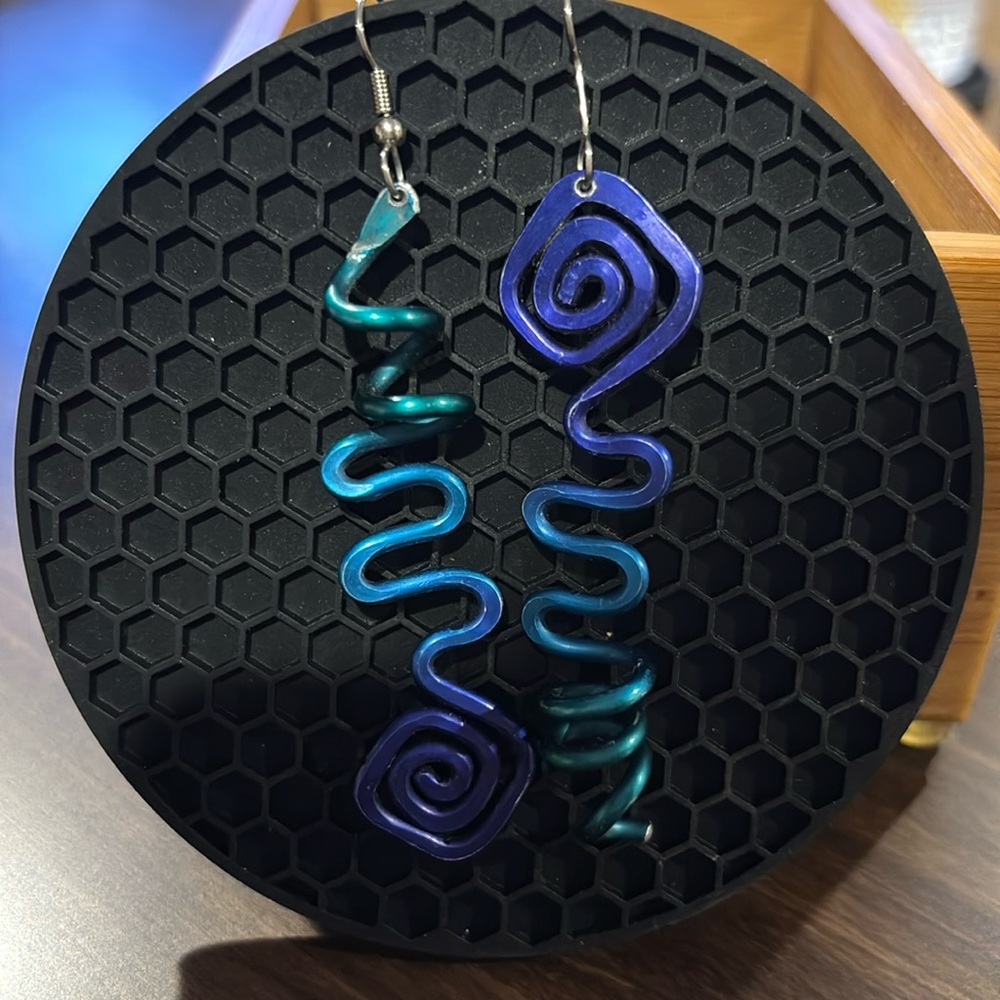 Blue and purple dangle earrings Sparkly